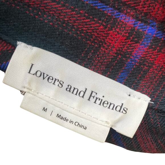 Lovers and Friends Gela Green Red Plaid Flannel Boyfriend Button Down Shirt M - Picture 10 of 10